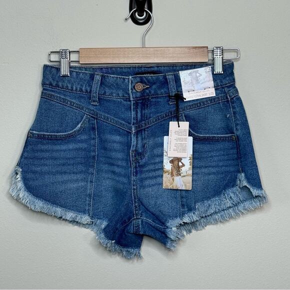 Sincerly Jules Pants - Sincerely Jules NWT High Rise Festival Raw Hem Jean Shorts Size 1/25